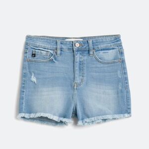 KanCan Light Blue Distressed Frayed Hem Denim Shorts